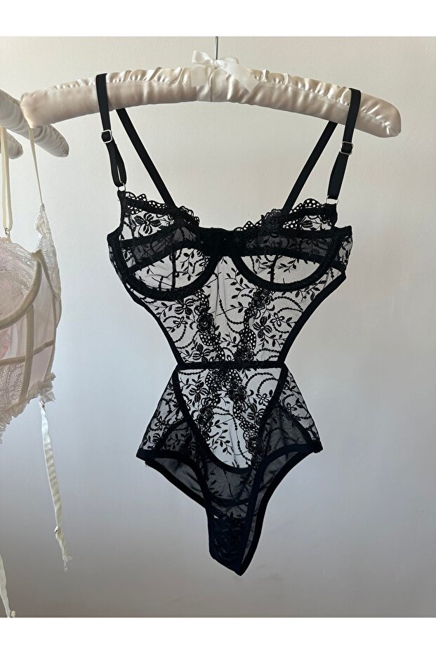 Peony Siyah Bodysuit - 4