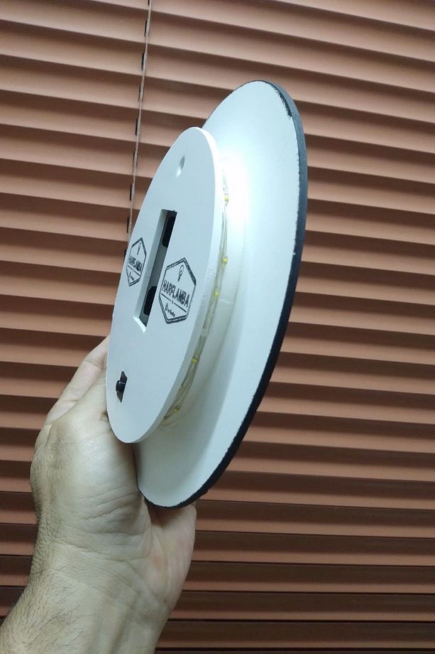 2 Adet Kablosuz Pilli Aplik, 20cm Çap Duvar Aydınlatması, Dekoratif Gece Lambası, - 3