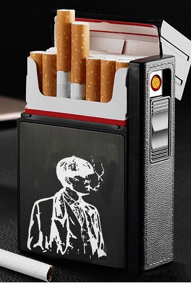 Peaky Blinders Usb Şarjlı Elektronik Çakmak Taşınabilir Sigara Paketi Muhafaza Kutusu Kişiye Özel - 4