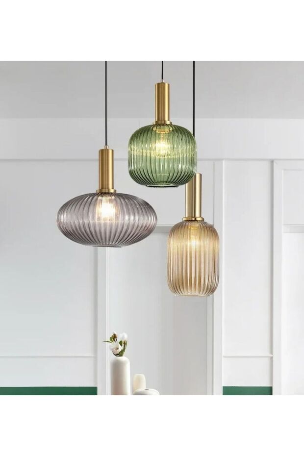 Rustik Modern Opal Camlı Avize - 1