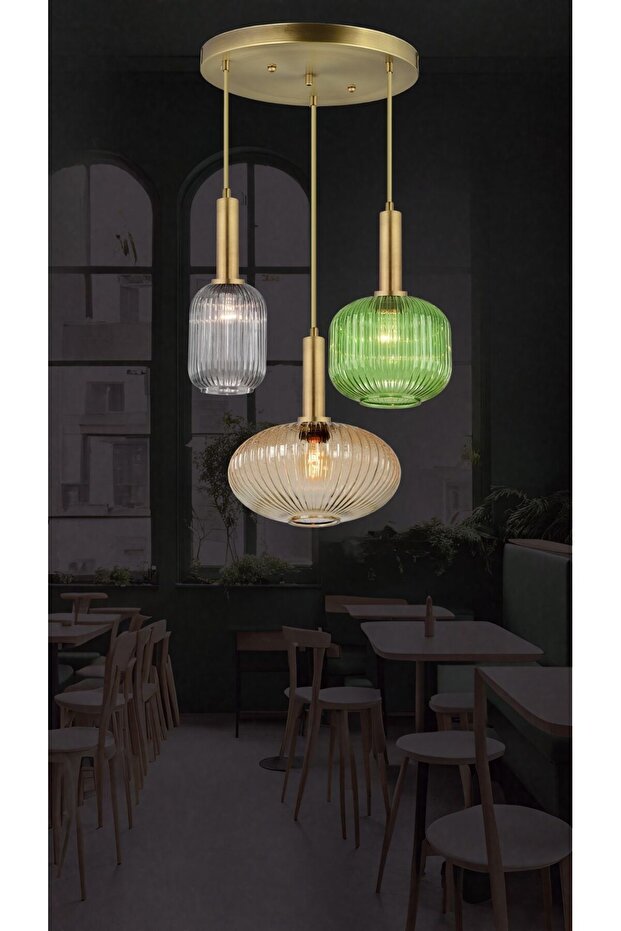 Rustik Modern Opal Camlı Avize - 5