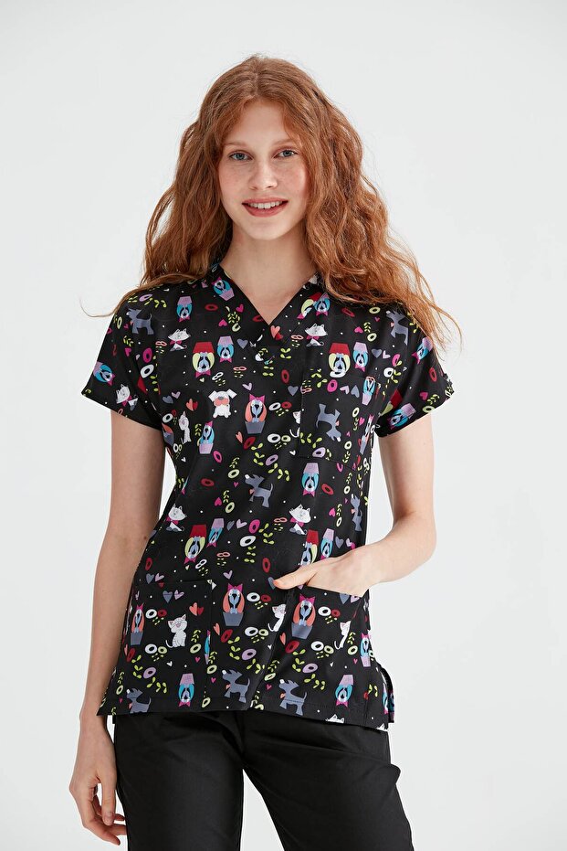 Dr Grays Cut Lycra Surgical Single Top Patterned Nurse Uniform Medical Uniform Doctor Gown