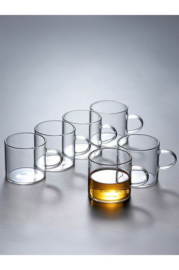 6 Parça Borosilikat 120ml  Cam Kahve Ve çay Kupası - 1