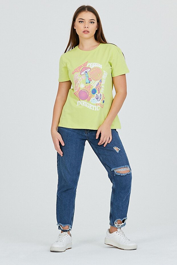 الفستق الأخضر الأمامي المطبوع الأساسي - 1