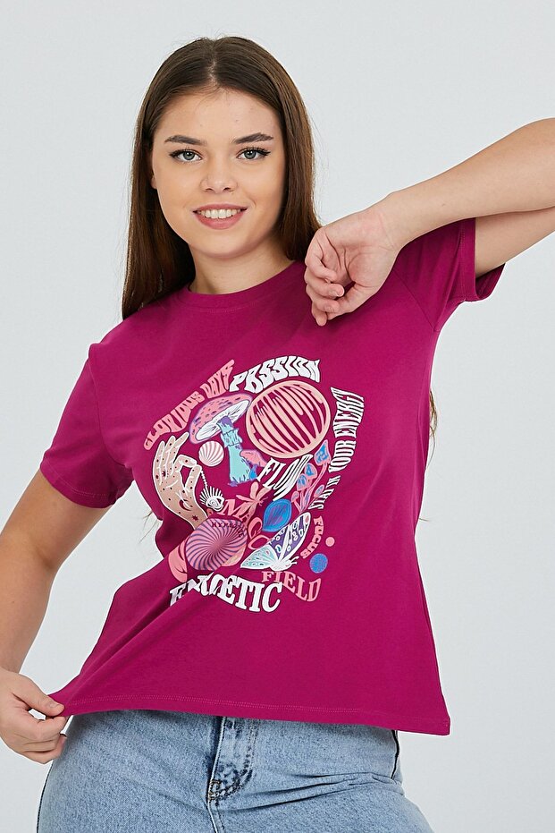 Plum Front Printed Basic - 4