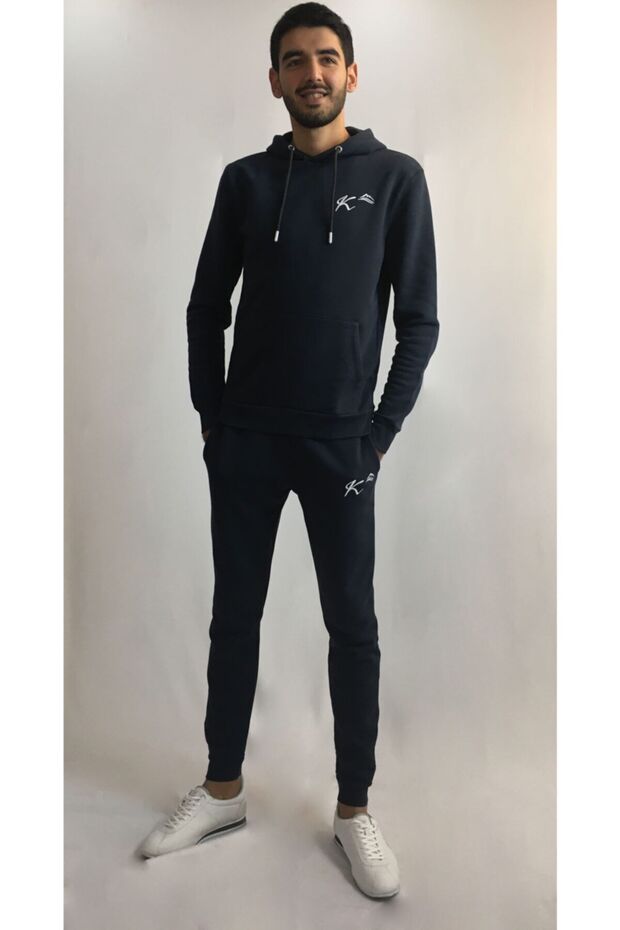 Smoke Color Men's Trend 3 Thread Inside Cotton Tracksuit Set /8008-7010