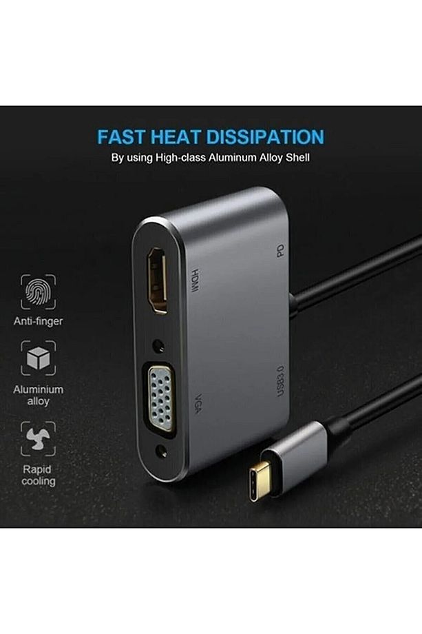 Type C Hub 4 In 1 Type-c To 4k Hdmı Usb 3.0 Type-c Multiport Type-c Hub Çoğaltıcı - 5