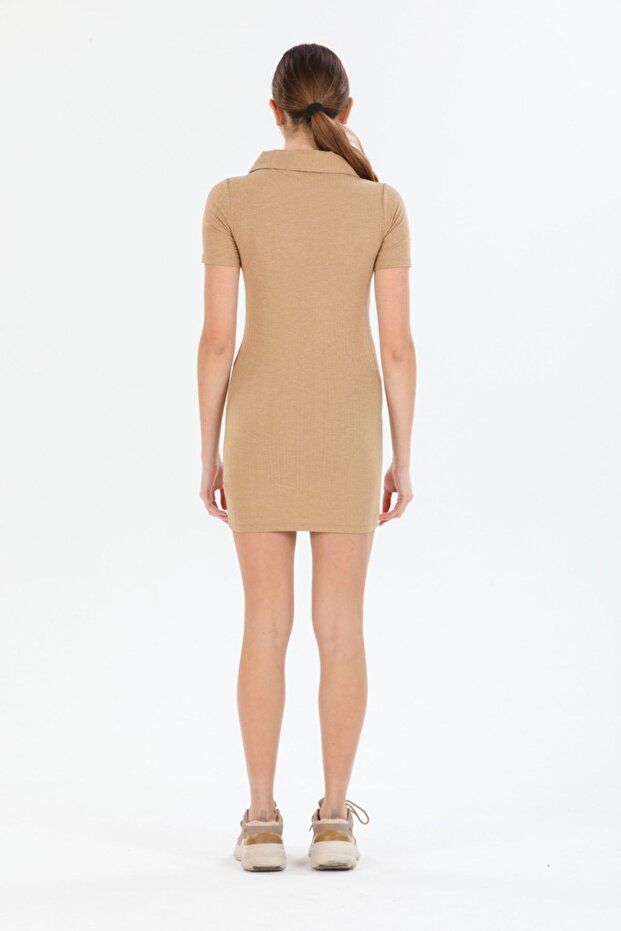 Rochie Bej cu Plachetă - 8