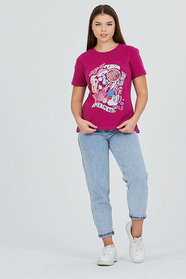 Plum Front Printed Basic - 1