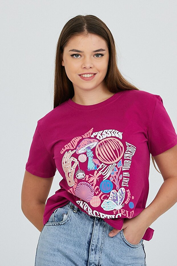 Plum Front Printed Basic - 2