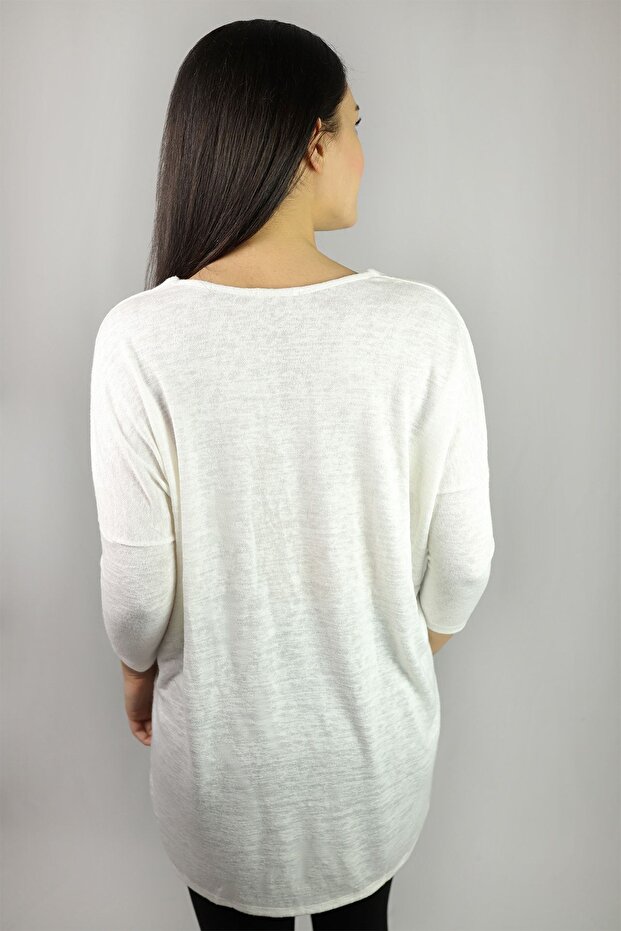 V Yaka Ekru Tunik - 3