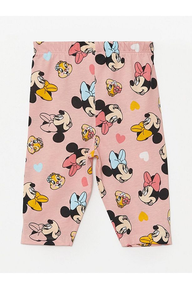 LCW Bisiklet Yaka Kısa Kollu Minnie Mouse Baskılı Kız Bebek Pijama Takımı - 5