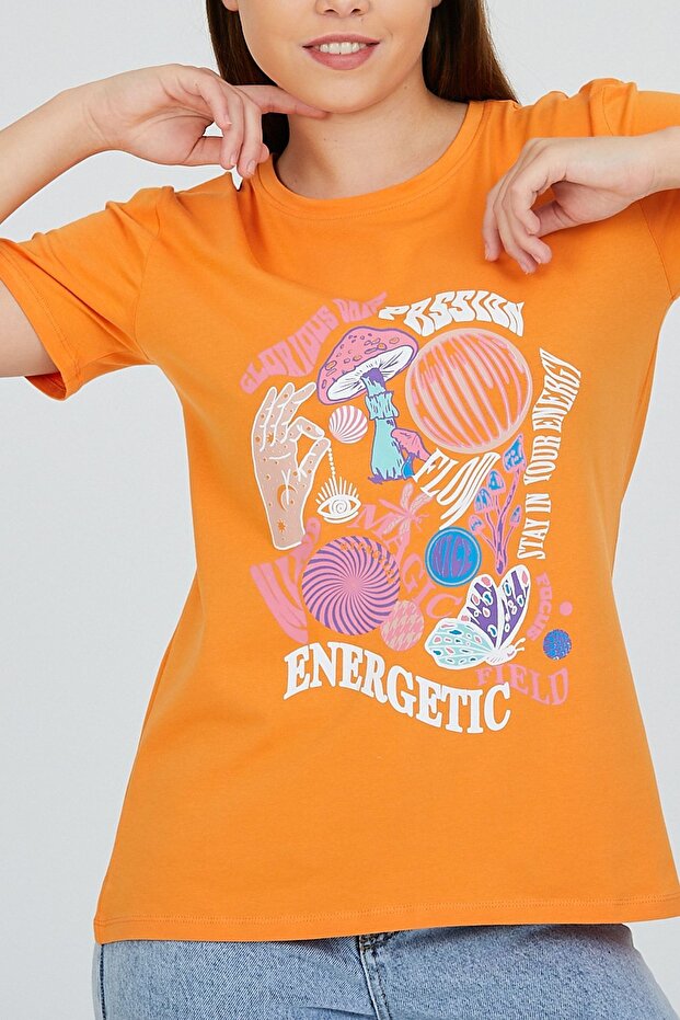 تصميم أساسي مطبوع برتقالي فاتح - 2