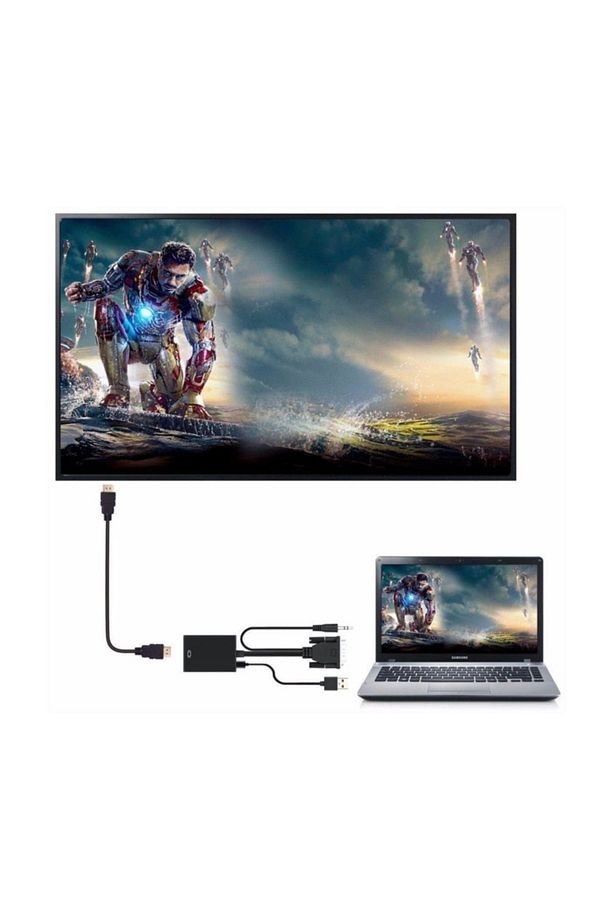 VGA to HDMI  Dönüştürücü + Ses + USB Power - 20cm - 4