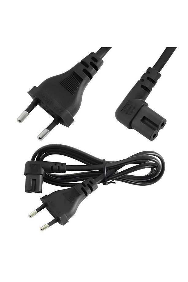 Teyp Fişi Notebook Yazıcı Işıldak Power Güç Kablosu L Uç 90 Derece C7 Girişli 80 Cm - 1
