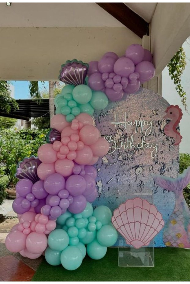 Mermaid Concept Balloon Mint Pink Lilac Balloon Chain Set of 102