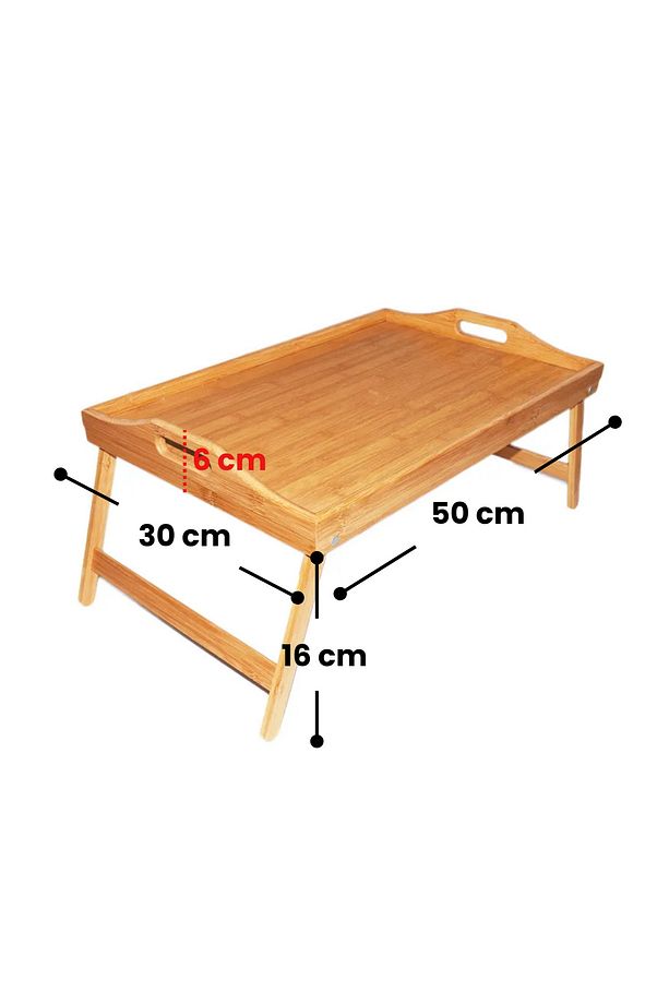 Bambu Ayaklı Tepsi, Keyif Tepsisi, Katlanır Ayaklı Tepsi, Portatif Tepsi (31 x 50 cm) - 5