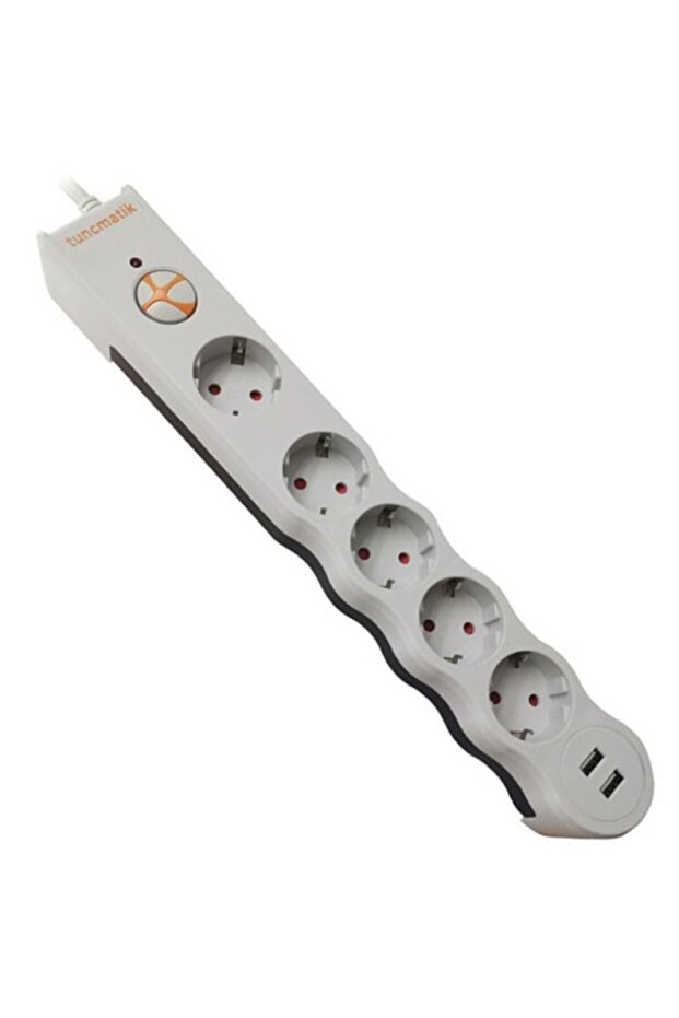 Tsk5015 Powersurge 5 Usb Girişli 5'li Kablolu 1050 Joule 1 5 mt Beyaz Grup Priz - 1