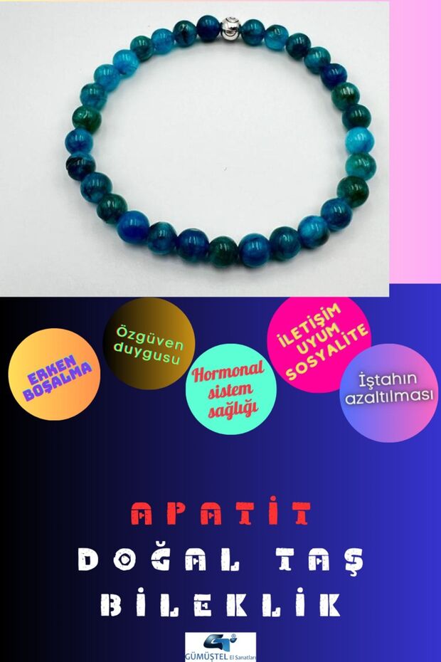 Certified Apatite Natural Stone Bracelet 6 mm