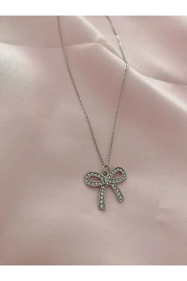 Coquette Zirkon Taşlı Fiyonklu Kolye - 2