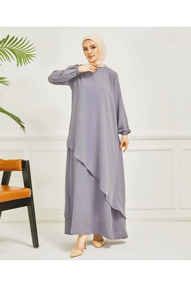 Çapraz Kendinden Tunikli Elbise - 6