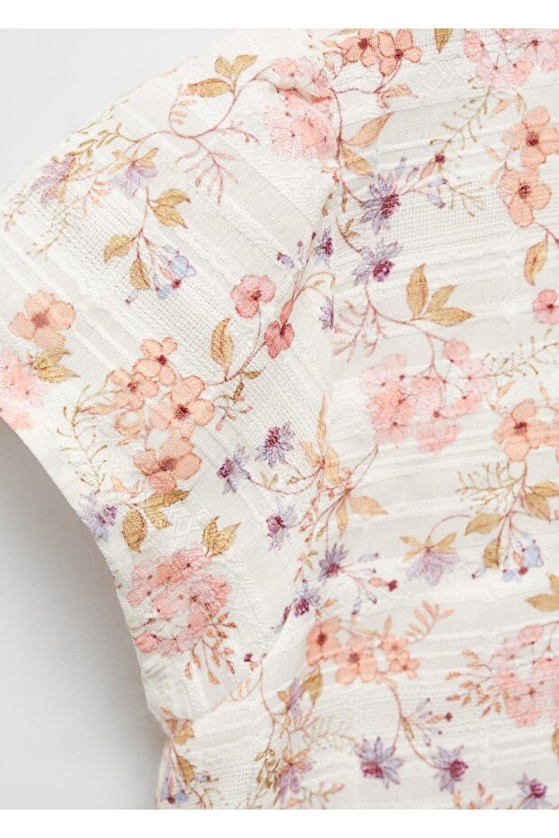 Düğmeli Çiçekli Bluz - 6