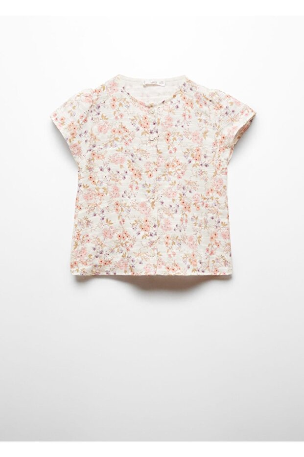 Düğmeli Çiçekli Bluz - 3