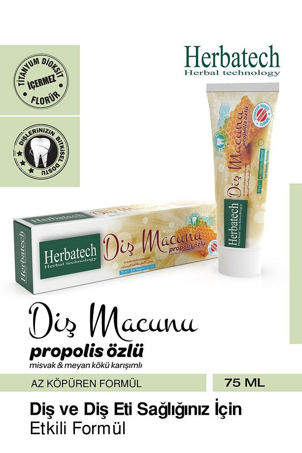 Herbatech Diş Macunu Propolis Özlü 75 Ml - 1