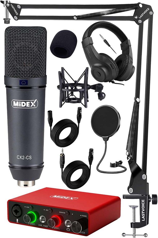 Stüdyo Ekipmanları Exclusive Paket-2 CX2 Mikrofon GLX-700RD Ses Kartı Stüdyo Kayıt Seti - 1