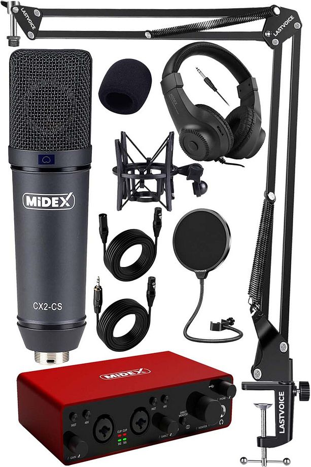 Stüdyo Ekipmanları Exclusive Paket-4 CX2 Mikrofon GLX-800 Ses Kartı Stüdyo Kayıt Seti - 1