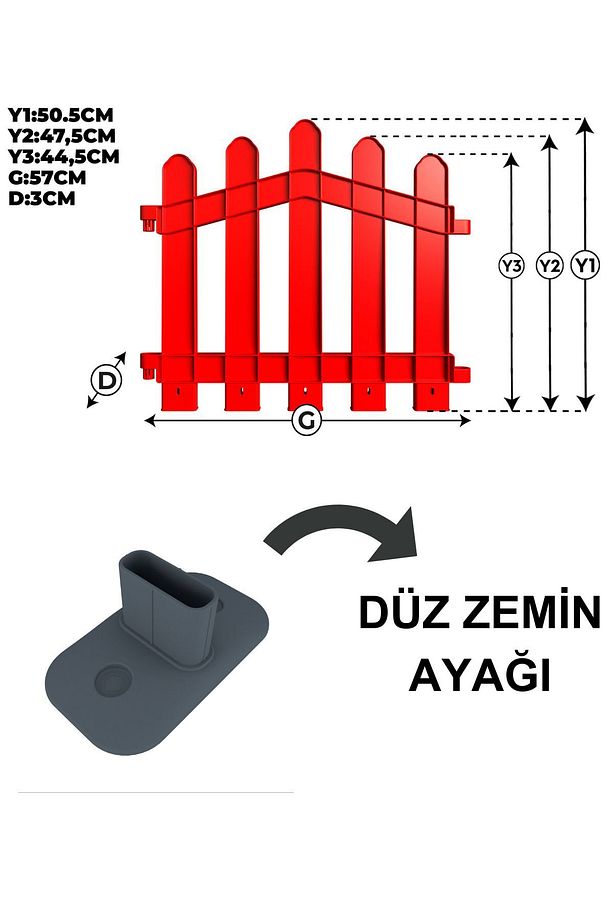 Dekoratif Plastik Alan Oluşturma Ve Bahçe Çiti 1 Adet Çit (Y: 50 CM / G: 55 CM) Sert Zemin Ayaklı - 4