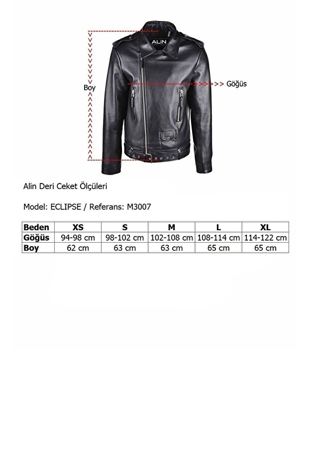 Eclipse Hakiki Deri Erkek Siyah Biker Deri Ceket - 3