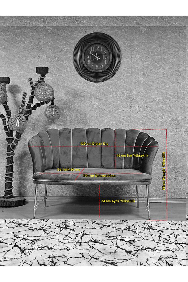 İkili Gold Kaplama Tel Ayak Papatya Çay Seti Koltuk Takımı , Balkon, Salon, Ofis, Cafe Koltuk Takımı - 5