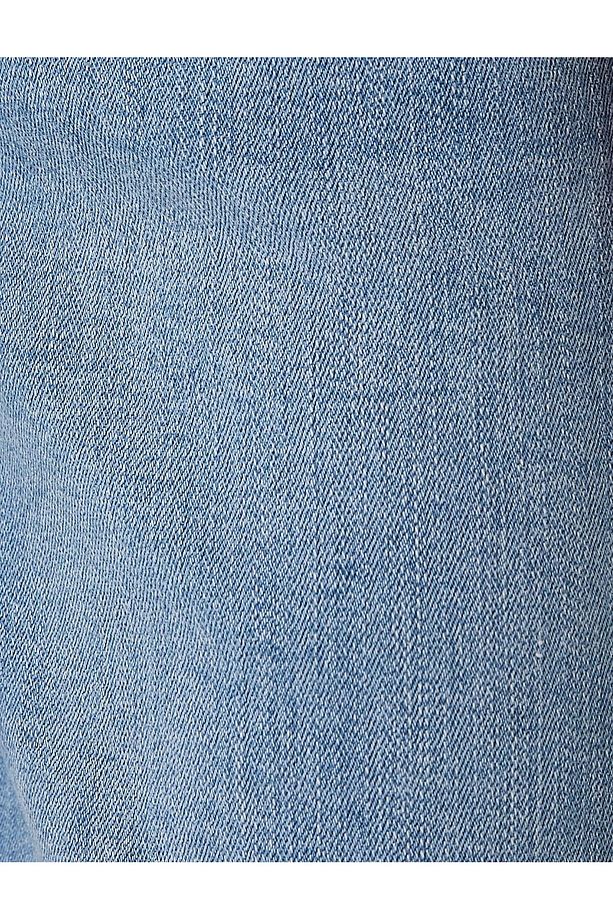 Slim Fit Kot Şort Cep Detaylı Katlamalı Paça Pamuklu - 5