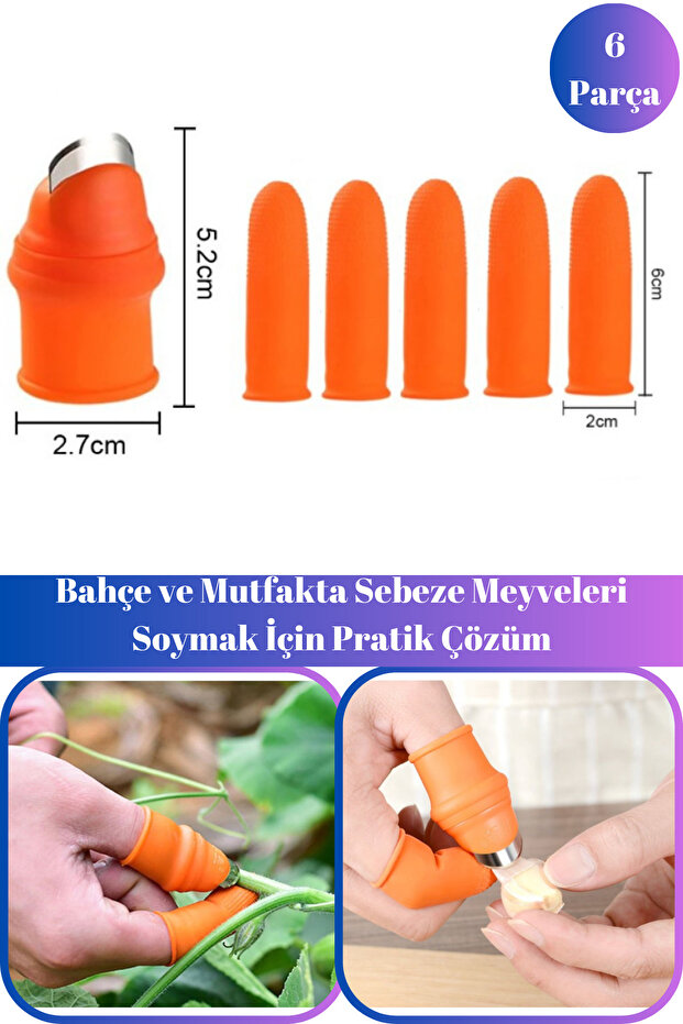 6'lı Pratik Baş Parmak Sebze ve Meyve Soyucu Ayıklayıcı Set - 1