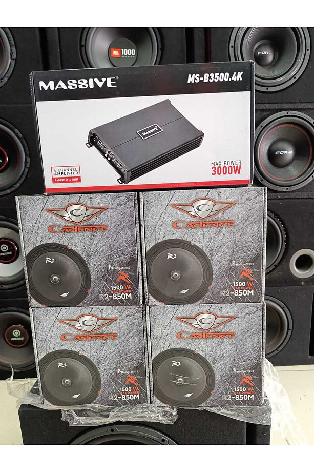 SET!! 30 CM FOR-XX KABİNLİ BAS, 4 ADET CADENCE R2-850M KURŞUN GÖBEK 20 CM MİDRANGE MS-B3500.4K AMFİ - 5