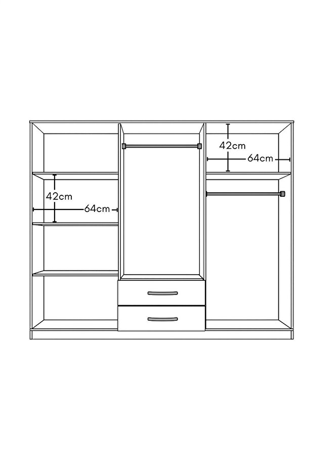 Lüx 6 Kapı 2 Çekmeceli Aynalı Gardrop - 7