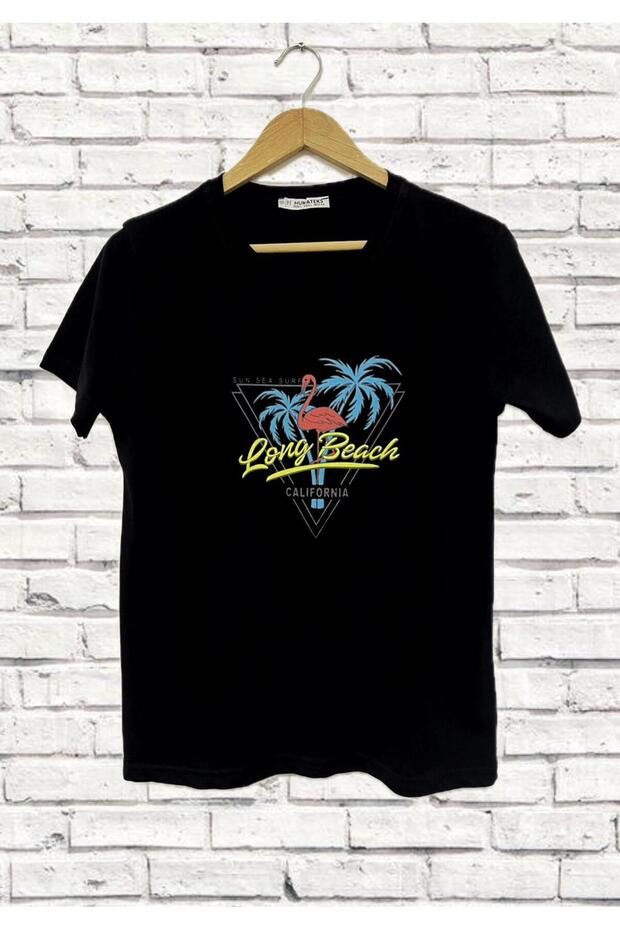 Black Print Detailed Short Sleeve 100% Cotton t Shirt