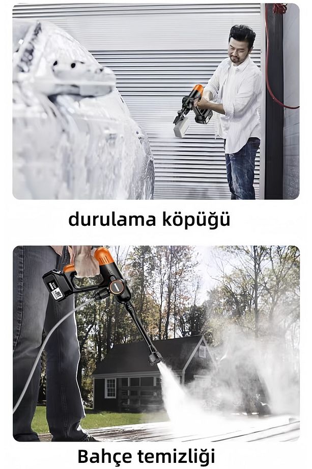 Çift Akülü Şarjlı Yüksek Basınçlı Oto Araba Bahçe Yıkama ve Temizleme Tabancası Makinesi - 3