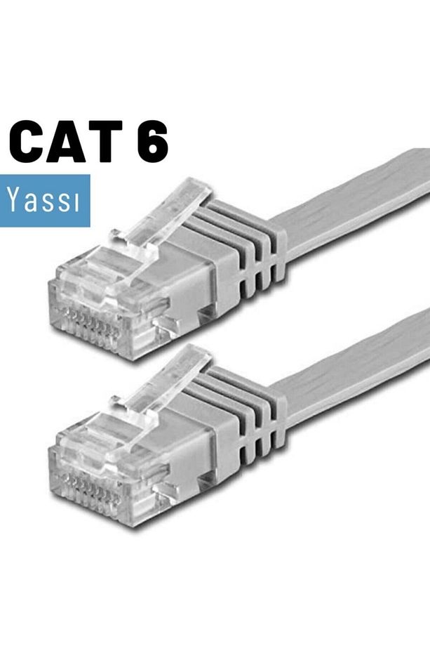 Gri Cat6 Yassı Ethernet (Network) Kablosu, 10 Metre - 4