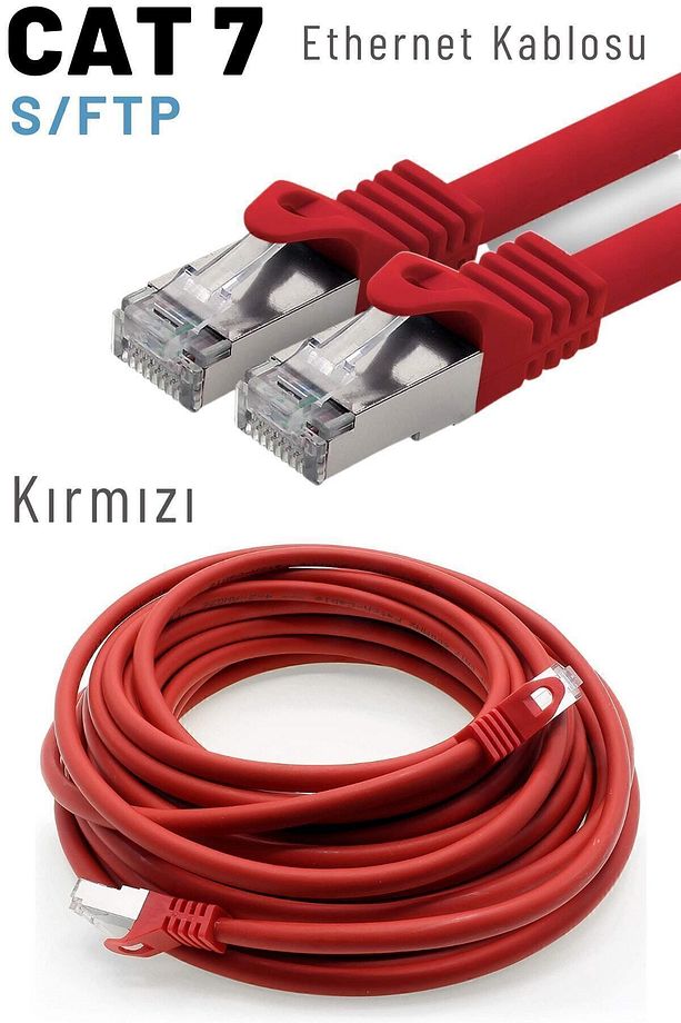 Cat7 S/ftp Lszh Ethernet Network Lan Kablosu Kırmızı-2 Metre - 1