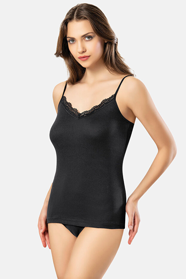 Ribbed Collar Lace Detailed Women's Rope Strap Athlete