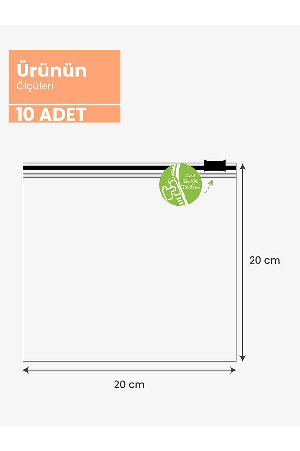 Çok Amaçlı Kullanılabilir Fermuarlı Poşet 20x20 5 Cm -10'lu - 5