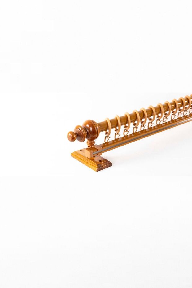 Meşe Tek Raylı Ahşap Rustik Perde Askısı - Rustik Borusu 300 Cm - 4