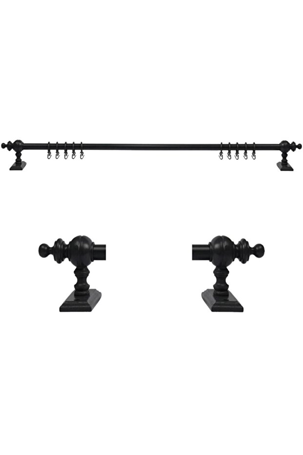 Antrasit Raysız Ahşap Rustik Perde Askısı 175 Cm - Rustik Borusu - 1