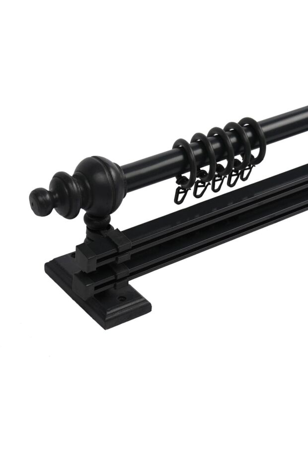 Antrasit Çift Raylı Ahşap Rustik Perde Askısı 175 Cm - Rustik Borusu - 2