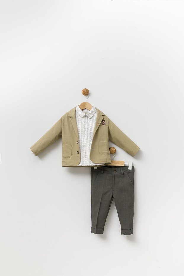 Velvet Look Bow Tie Jacket Shirt Pants Holiday Boy's Suit 3-Piece 13817
