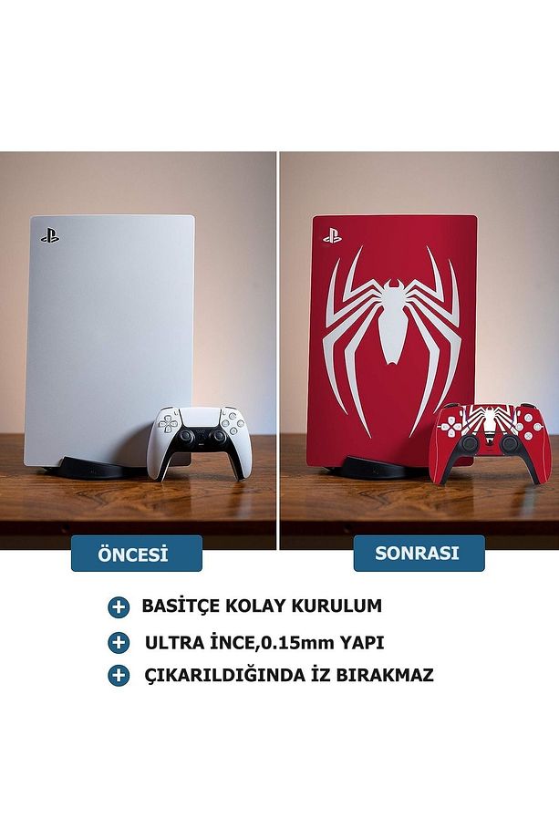 Ps5 Disk Versiyon Spiderman Özel Kaplama Joystick Kaplaması Analog Koruyucu Hediyeli - 5