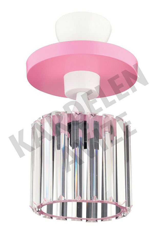 Pembe Tekli Tepsi  Kristal  Taşlı Aşağı Bakan Lüks Avize - 6