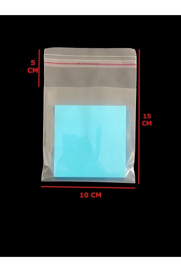 100 Adet 10X15 Cm Bantlı Yapışkanlı Şeffaf OPP Jelatin Poşet ( 10X10+5) - 1